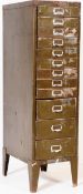 MID CENTURY INDUSTRIAL METAL INDEX PEDESTAL FILING CABINET