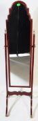 20TH CENTURY QUEEN ANNE REVIVAL WALNUT CHEVAL MIRROR