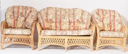 RETRO VINTAGE LATE 20TH CENTURY WICKER CONSERVATORY SUITE