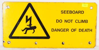 20TH CENTURY METAL INDUSTRIAL ADVERTISING HAZARD DANGER SIGN