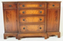 GEORGE III MAHOGANY INLAID REPRODUCTION BREAKFRONT SIDEBOARD
