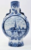 EARLY 20TH CENTURY DUTCH DELFTWARE MOON FLASK