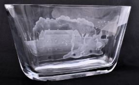 ORREFORS - VINTAGE FROSTED CRYSTAL VASE WITH FARM SCENE
