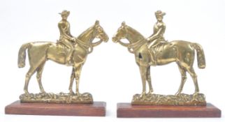 PAIR OF VICTORIAN BRASS HORSE RIDER ' DR JIM ' DOORSTOPS