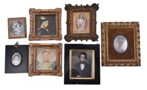 COLLECTION OF SEVEN 19TH CENTURY PORTRAIT MINIATURES