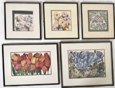 JANE HICKMAN - 20TH CENTURY SERIES OF FIVE BATIK PAINTINGS