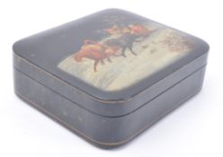 MID CENTURY RUSSIAN LACQUER TRINKET BOX - SNOW SCENE