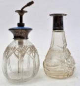 EARLY 20TH CENTURY CUT GLASS SILVER VANITY ATOMISER & POT