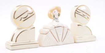 THREE PIECES OF MIDCENTURY CERAMICS IN ART DECO STYLE