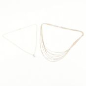 GOLD & DIAMOND PENDANT NECKLACE & SILVER MULTI-STRAND NECKLACE