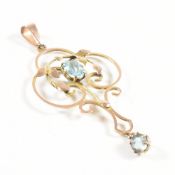 9CT GOLD & BLUE STONE NECKLACE PENDANT