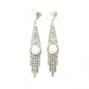 PAIR OF SILVER MARCASITE & OPAL PENDANT EARRINGS