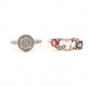 TWO HALLMARKED 9CT GOLD & DIAMOND STONE SET RINGS
