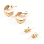 VINTAGE HALLMARKED 9CT EARRINGS WITH YELLOW METAL STUDS
