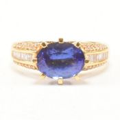 HALLMARKED 18CT GOLD TANZANITE & DIAMOND RING