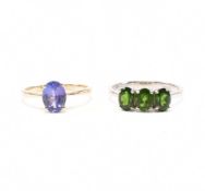 TWO HALLMARKED 9CT GOLD GEM SET RINGS