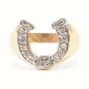 HALLMARKED 9CT GOLD & WHITE STONE RING