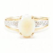 HALLMARKED 9CT GOLD OPAL & DIAMOND RING