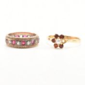 HALLMARKED 9CT GOLD ETERNITY RING & AF 18CT GOLD CLUSTER RING