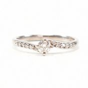 HALLMARKED 18CT WHITE GOLD & DIAMOND CROSSOVER RING