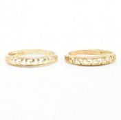 TWO GOLD GREEK KEY BAND RINGS