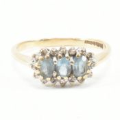 HALLMARKED 9CT YELLOW GOLD TOPAZ & DIAMOND CLUSTER RING