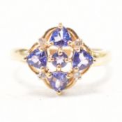 HALLMARKED 9CT GOLD AMETHYST & DIAMOND CLUSTER RING