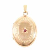 HALLMARKED 9CT GOLD & RUBY LOCKET NECKLACE PENDANT