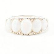 SILVER 925 & SYNTHETIC OPAL FIVE STONE CLUSTER RING