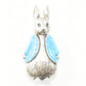 STERLING SILVER & ENAMEL NOVELTY PETER RABBIT BROOCH