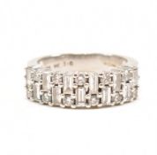 HALLMARKED 9CT WHITE GOLD & DIAMOND CLUSTER RING