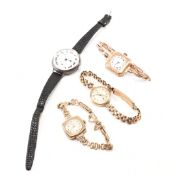 COLLECTION OF ANTIQUE & LATER HALLMARKED 9CT GOLD & SILVER WRISTWATCHES