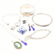 COLLECTION OF SILVER & WHITE METAL JEWELLERY