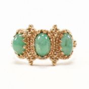 HALLMARKED 9CT GOLD EMERALD THREE STONE RING