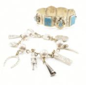 VINTAGE SILVER & WHITE METAL BRACELETS