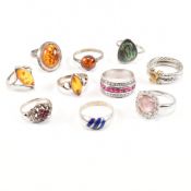 COLLECTION OF 10 SILVER DRESS RINGS
