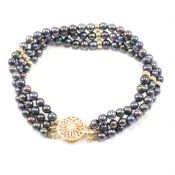 HALLMARKED 9CT GOLD & TAHITIAN PEARL BRACELET
