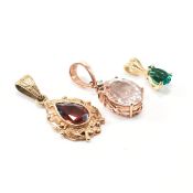 COLLECTION OF THREE 9CT GOLD GEM SET PENDANTS