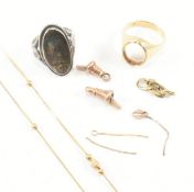 COLLECTION OF ASSORTED GOLD YELLOW & WHITE METAL AF JEWELLERY