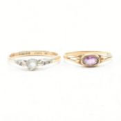 TWO HALLMARKED 9CT GOLD & GEM SET RINGS