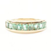 HALLMARKED 14CT GOLD & EMERALD NINE STONE HALF HOOP RING