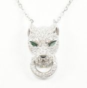 SILVER & CZ PANTHER PENDANT NECKLACE