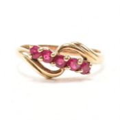 HALLMARKED 9CT GOLD & RUBY CROSSOVER RING