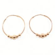 VINTAGE ROSE METAL HOOP EARRINGS