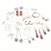 COLLECTION OF ASSORTED SILVER & WHITE METAL EARRINGS
