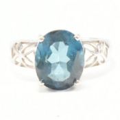 HALLMARKED 9CT WHITE GOLD & TOPAZ DRESS RING