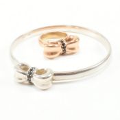 NORWEGIAN 925 SILVER BOW BANGLE & VERMEIL RING BY ALVIDE DAVID-ANDERSEN