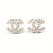PAIR OF SILVER 925 & CZ STUD EARRINGS - LETTER C