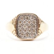 HALLMARKED 9CT GOLD & DIAMOND CLUSTER SIGNET RING
