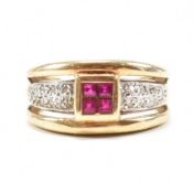 HALLMARKED 9CT GOLD RUBY & DIAMOND CLUSTER RING